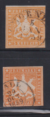 Germany - Wurtemberg #Mi7a,b Used F